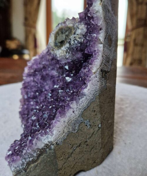 Premium High Grade Amethyst Druzy 348 Mini Geode Cluster Piece Cut Base 1.344g H15xW11xD10cm - Image 5