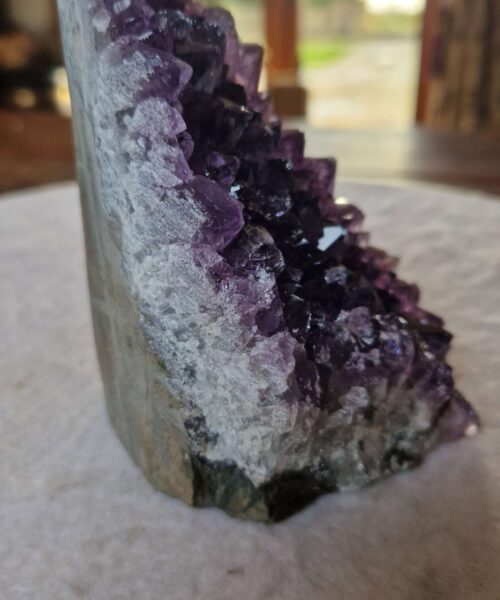 Premium High Grade Amethyst Druzy 367 Mini Geode Cluster Piece Cut Base 814g H12xW3.5xD9.5cm - Image 4