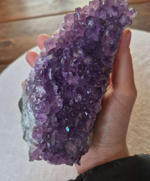 Premium High Grade Amethyst Druzy 367 Mini Geode Cluster Piece Cut Base 814g H12xW3.5xD9.5cm - Image 7