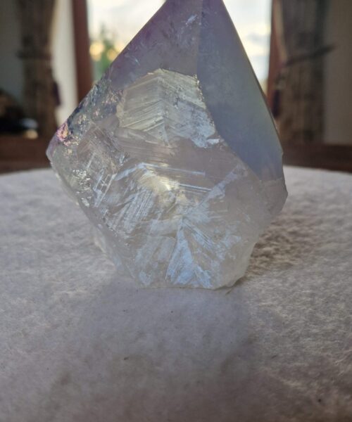 Premium Angel Aura Point 13 Crystal Clear Quartz Tower 547g - H9xW9.5xD7cm