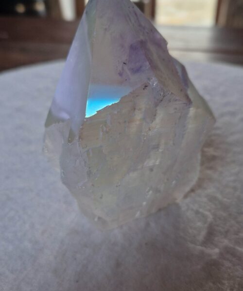 Premium Angel Aura Point 13 Crystal Clear Quartz Tower 547g - H9xW9.5xD7cm - Image 5