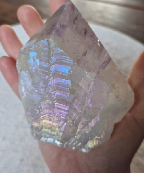 Premium Angel Aura Point 13 Crystal Clear Quartz Tower 547g - H9xW9.5xD7cm - Image 7