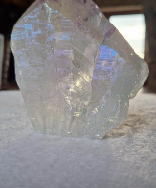 Premium Angel Aura Point 13 Crystal Clear Quartz Tower 547g - H9xW9.5xD7cm - Image 9
