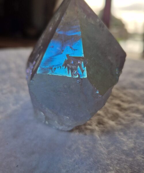 Alternative view of Premium Angel Aura Point 8 Crystal Clear Quartz Tower 409g - H8.5xW8xD5.5cm