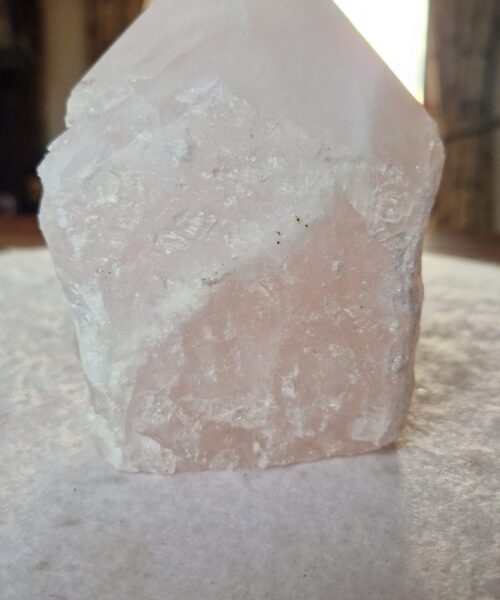Alternative view of Large Rose Quartz Pink Crystal 3 Quartz Tower Points Polished Tip Gemstones Natural 1.167g H12xW9xD8cm