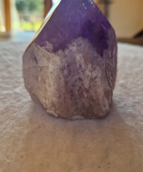 Alternative view of Large Premium Amethyst Quartz Purple 20 Crystal Quartz Point Tower 451g H8xW7xD6.5cm