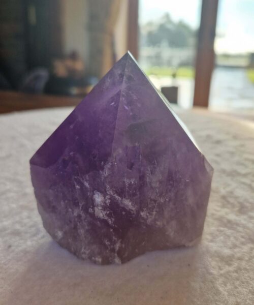 Large Premium Amethyst Quartz Purple 27 Crystal Quartz Point Tower 518g H8.5xW7.5xD6cm