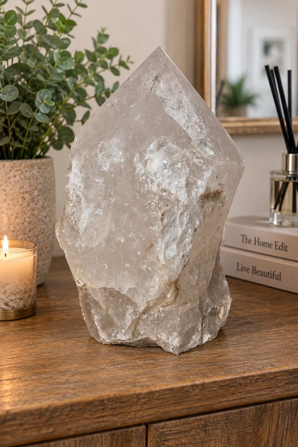 Huge Extra Large Tall Point 15 Premium Clear Rock Crystal Quartz - 11139g H29xW18xD16cm