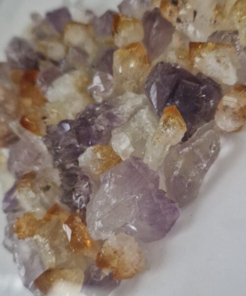 Handmade Unique Exclusive Amethyst & Citrine Crystal Heart – Framed Picture Wall Art White Frame - Image 10