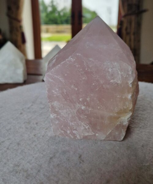 Alternative view of Large Rose Quartz Pink Crystal 19 Quartz Tower Points Polished Tip Gemstones Natural 1.167g H11.5xW8.5xD8cm