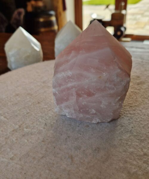 Alternative view of Large Rose Quartz Pink Crystal 23 Quartz Tower Points Polished Tip Gemstones Natural 1.058g H11xW8xD7.5cm