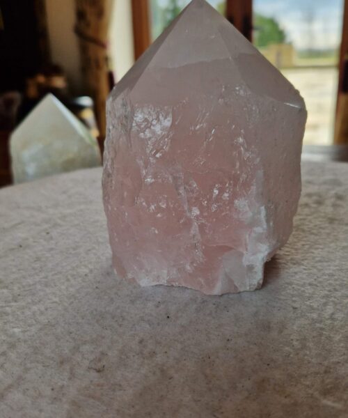 Alternative view of Large Rose Quartz Pink Crystal 26 Quartz Tower Points Polished Tip Gemstones Natural 1.205g H12xW8.5xD8cm