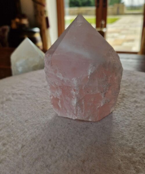 Alternative view of Large Rose Quartz Pink Crystal 27 Quartz Tower Points Polished Tip Gemstones Natural 1.045g H12xW8xD7.5cm