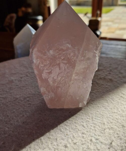 Alternative view of Large Rose Quartz Pink Crystal 29 Quartz Tower Points Polished Tip Gemstones Natural 973g H12xW8.5xD6cm