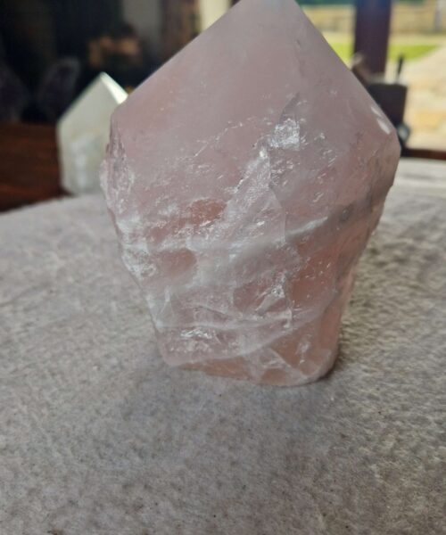 Alternative view of Large Rose Quartz Pink Crystal 37 Quartz Tower Points Polished Tip Gemstones Natural 1.024g H12xW9xD7cm