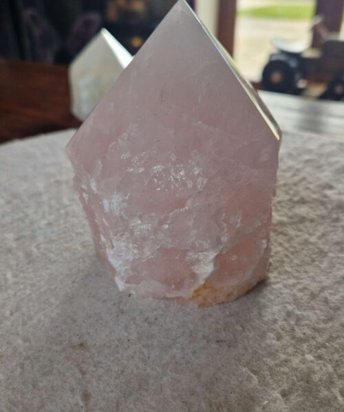 Large Rose Quartz Pink Crystal 38 Quartz Tower Points Polished Tip Gemstones Natural 1.062g H11xW9.5xD8cm