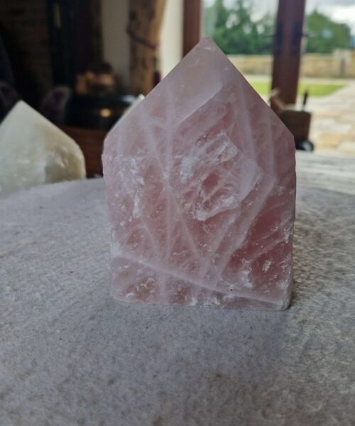 Large Rose Quartz Pink Crystal 40 Quartz Tower Points Polished Tip Gemstones Natural 1.057g H11xW8xD7cm
