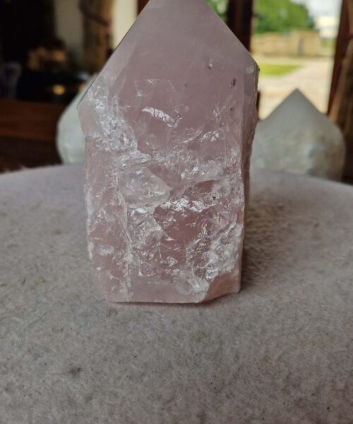 Alternative view of Large Rose Quartz Pink Crystal 47 Quartz Tower Points Polished Tip Gemstones Natural 1.013g H13xW8xD6.5cm