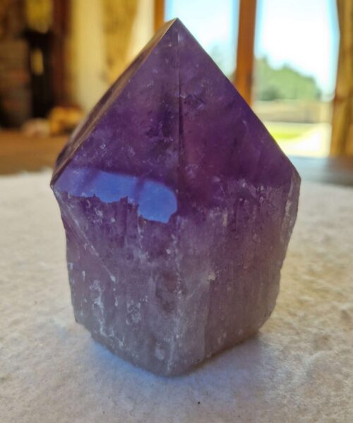 Large Premium Amethyst Quartz Purple 33 Crystal Quartz Point Tower 661g H9xW8.5xD6.5cm - Image 3