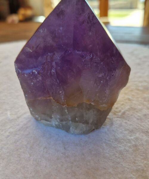 Alternative view of Large Premium Amethyst Quartz Purple 35 Crystal Quartz Point Tower 487g H8xW7.5xD6cm