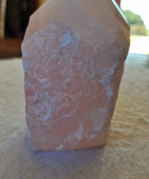 Large Rose Quartz Pink Crystal 57 Quartz Tower Points Polished Tip Gemstones Natural 1.073g H12xW8xD7.5cm