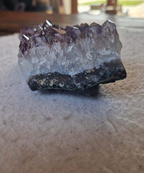 Alternative view of Large Premium High Grade Amethyst Raw Druzy Cluster Piece 113 - 697g H5.5xW15.5xD8cm