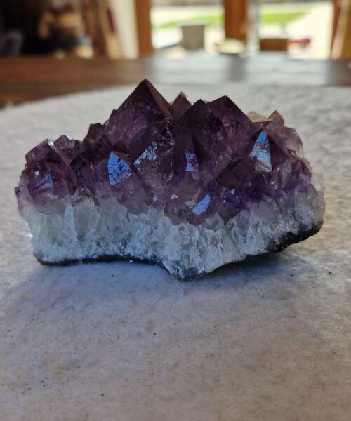 Alternative view of Premium High Grade Amethyst Raw Druzy Cluster Piece 164 - 373g H5.5xW9.5xD6.5cm