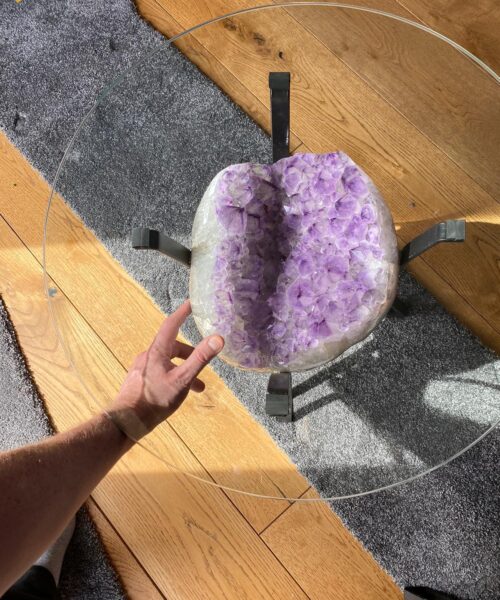 Amethyst Geode Table 3 – 21kg - H41xW30xH16cm Druzy Cluster Purple - Image 14