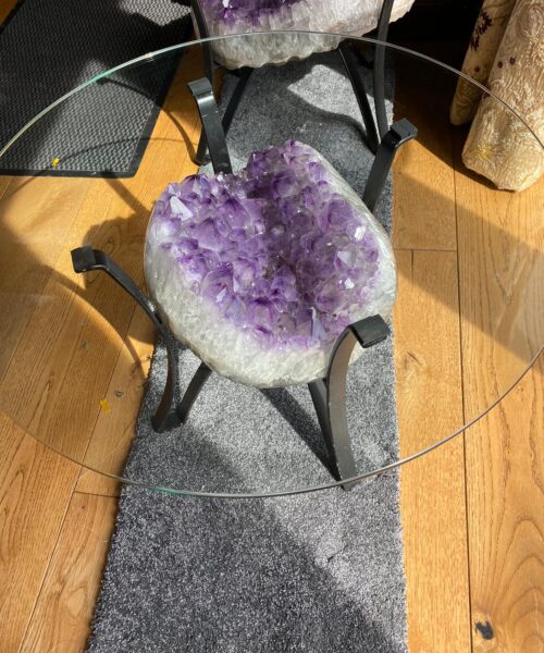Amethyst Geode Table 3 – 21kg - H41xW30xH16cm Druzy Cluster Purple - Image 15