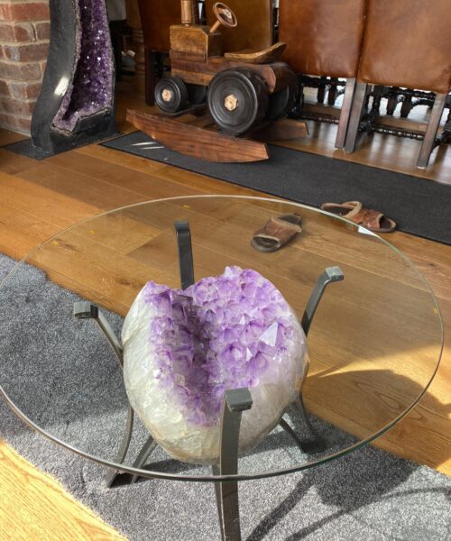 Amethyst Geode Table 3 – 21kg - H41xW30xH16cm Druzy Cluster Purple - Image 3