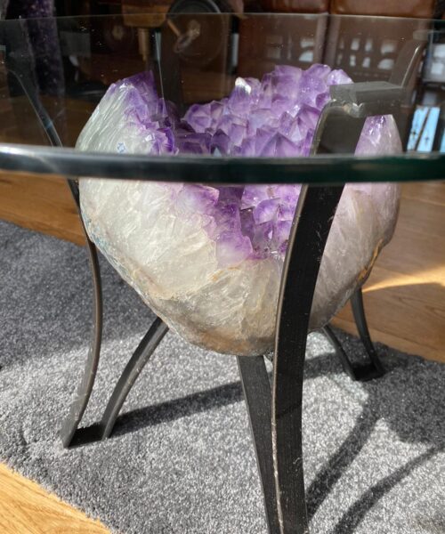 Amethyst Geode Table 3 – 21kg - H41xW30xH16cm Druzy Cluster Purple - Image 7