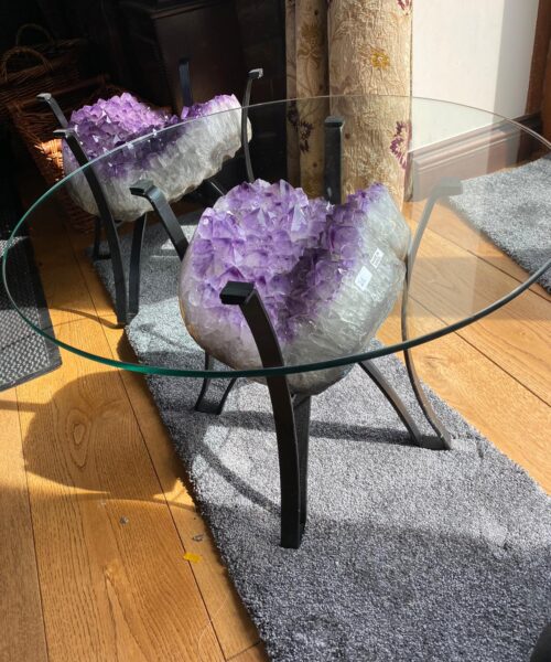 Amethyst Geode Table 3 – 21kg - H41xW30xH16cm Druzy Cluster Purple - Image 10