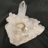 Large Premium Rock Crystal Quartz Candle Holder 39 Clear Crystal White Tealight Holders 1.136g H9xW15xD13cm