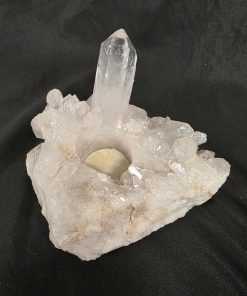 Large Premium Rock Crystal Quartz Candle Holder 39 Clear Crystal White Tealight Holders 1.136g H9xW15xD13cm