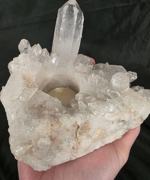 Large Premium Rock Crystal Quartz Candle Holder 39 Clear Crystal White Tealight Holders 1.136g H9xW15xD13cm - Image 8