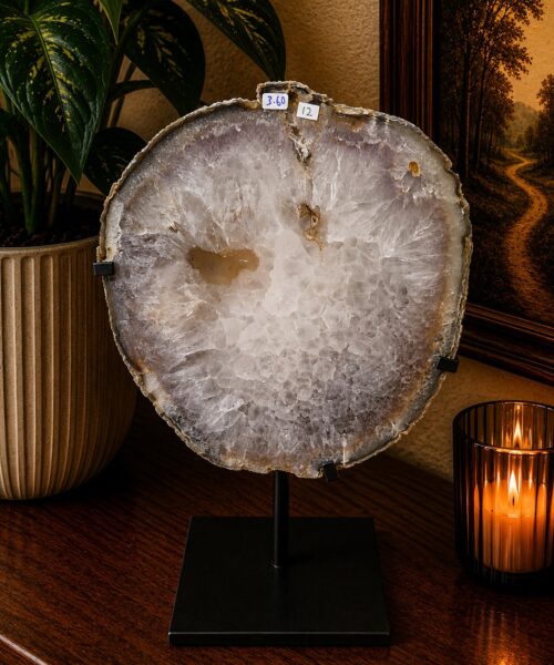 Large Premium Agate Natural Slice on Stand 12 – 3.532g - H35xW25xD12cm