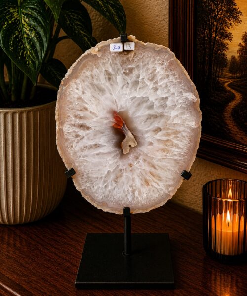 Large Premium Agate Natural Slice on Stand 13 – 2.942g - H34xW21xD12cm