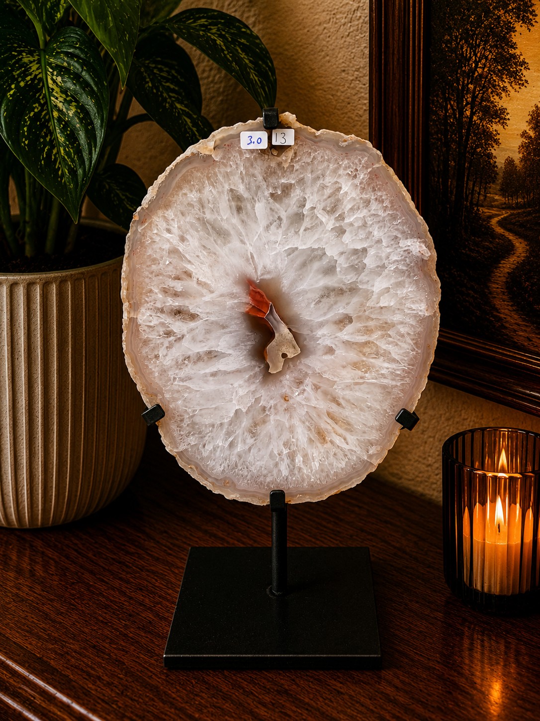 Large Premium Agate Natural Slice on Stand 13 – 2.942g - H34xW21xD12cm