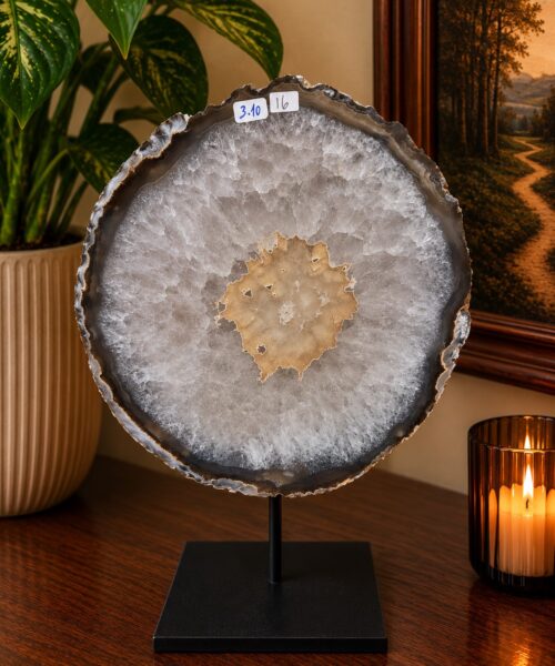 Large Premium Agate Natural Slice on Stand 16 – 2.978g - H34xW25xD12cm