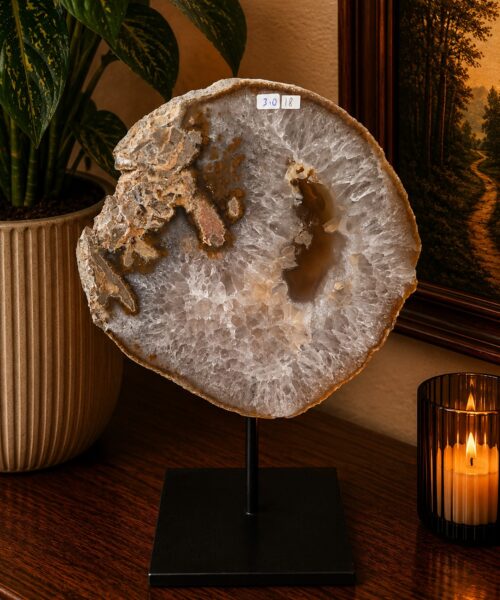 Large Premium Agate Natural Slice on Stand 18 – 2.926g - H24xW28xD12cm