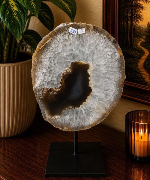 Large Premium Agate Natural Slice on Stand 19 – 2.444g - H31xW20xD12cm