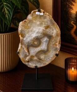 Large Premium Agate Natural Slice on Stand 20 – 2.911g - H37xW22xD12cm