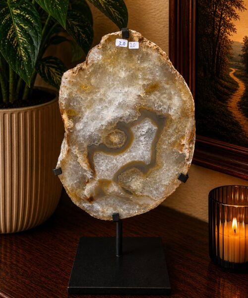 Large Premium Agate Natural Slice on Stand 20 – 2.911g - H37xW22xD12cm