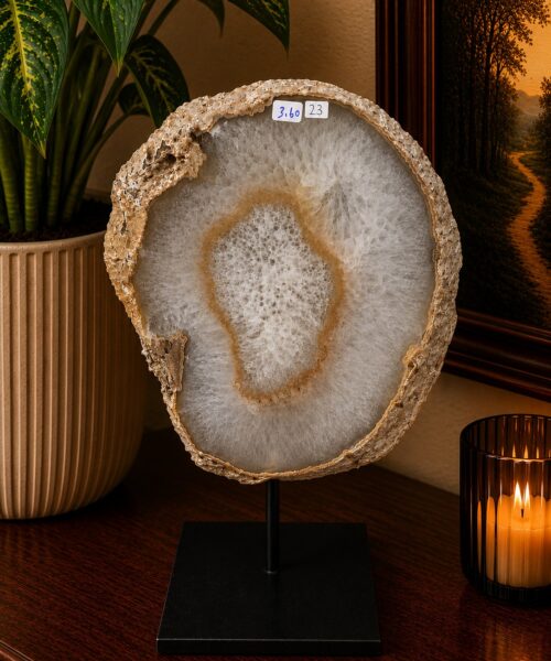 Large Premium Agate Natural Slice on Stand 23 – 3.473g - H35xW24xD12cm