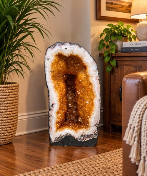 Tall Citrine Geode 533 Crystal Cluster Druzy Premium Grade 20.33kg H45xW22xD19cm