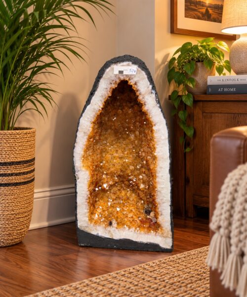 Tall Citrine Geode 534 Crystal Cluster Druzy Premium Grade 24.42kg H48xW25xD19cm