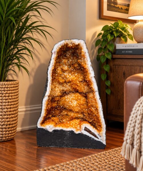Tall Citrine Geode 539 Crystal Cluster Druzy Premium Grade 30.48kg H46xW31xD23cm