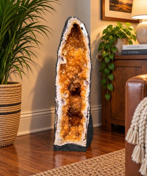 Tall Citrine Geode 546 Crystal Cluster Druzy Premium Grade 21.71kg H61xW17xD22cm