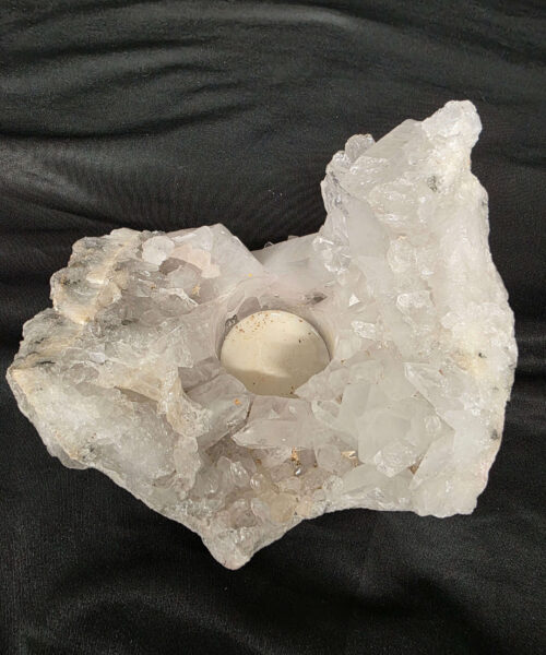 Alternative view of Large Premium Rock Crystal Quartz Candle Holder 20A Clear Crystal White Tealight Holders 967g H9xW15xD11cm