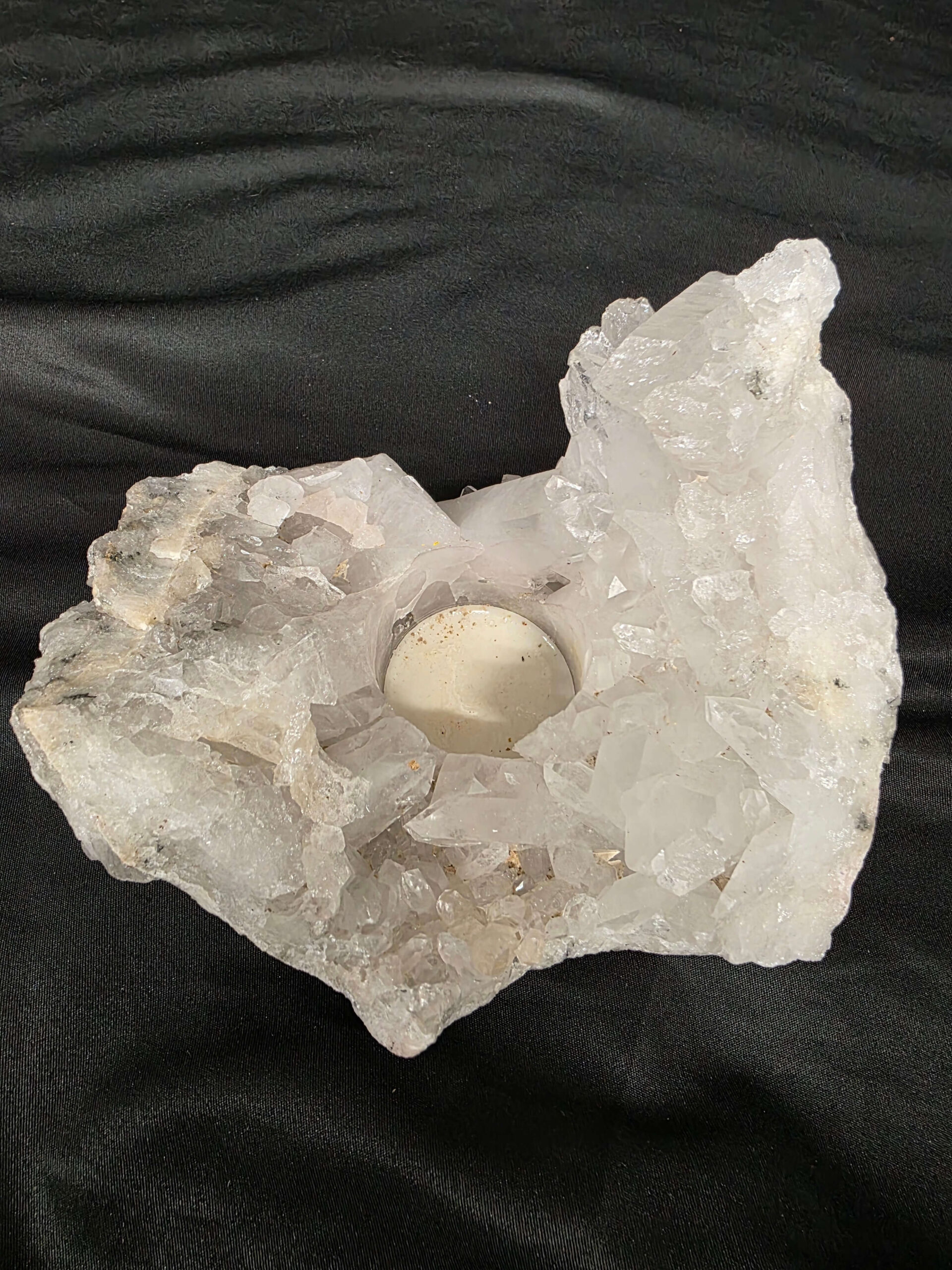 Large Premium Rock Crystal Quartz Candle Holder 20A Clear Crystal White Tealight Holders 967g H9xW15xD11cm - Image 2